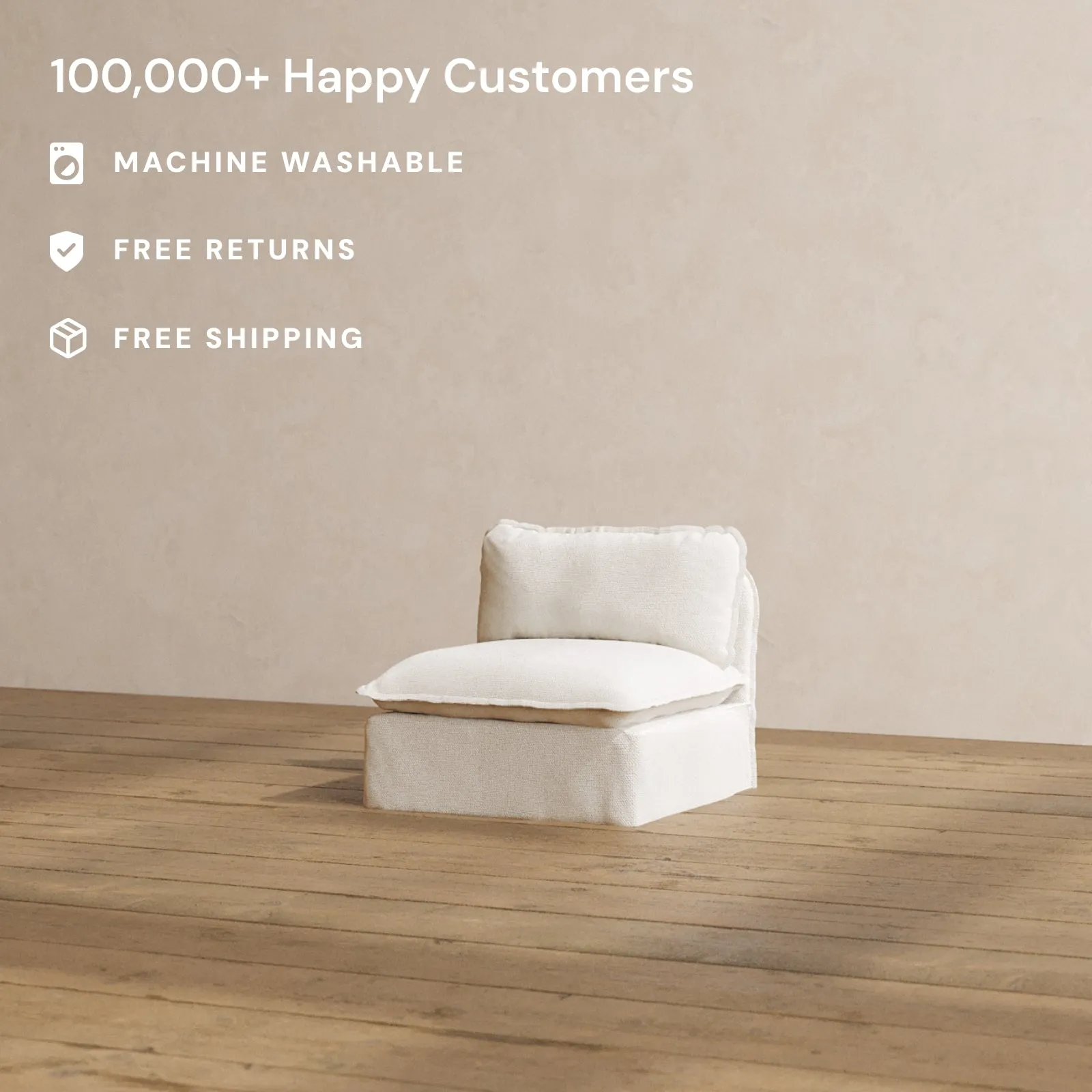 Modular Washable Armless Chair in Powder | Deluxe  Seat | Contour Pillow