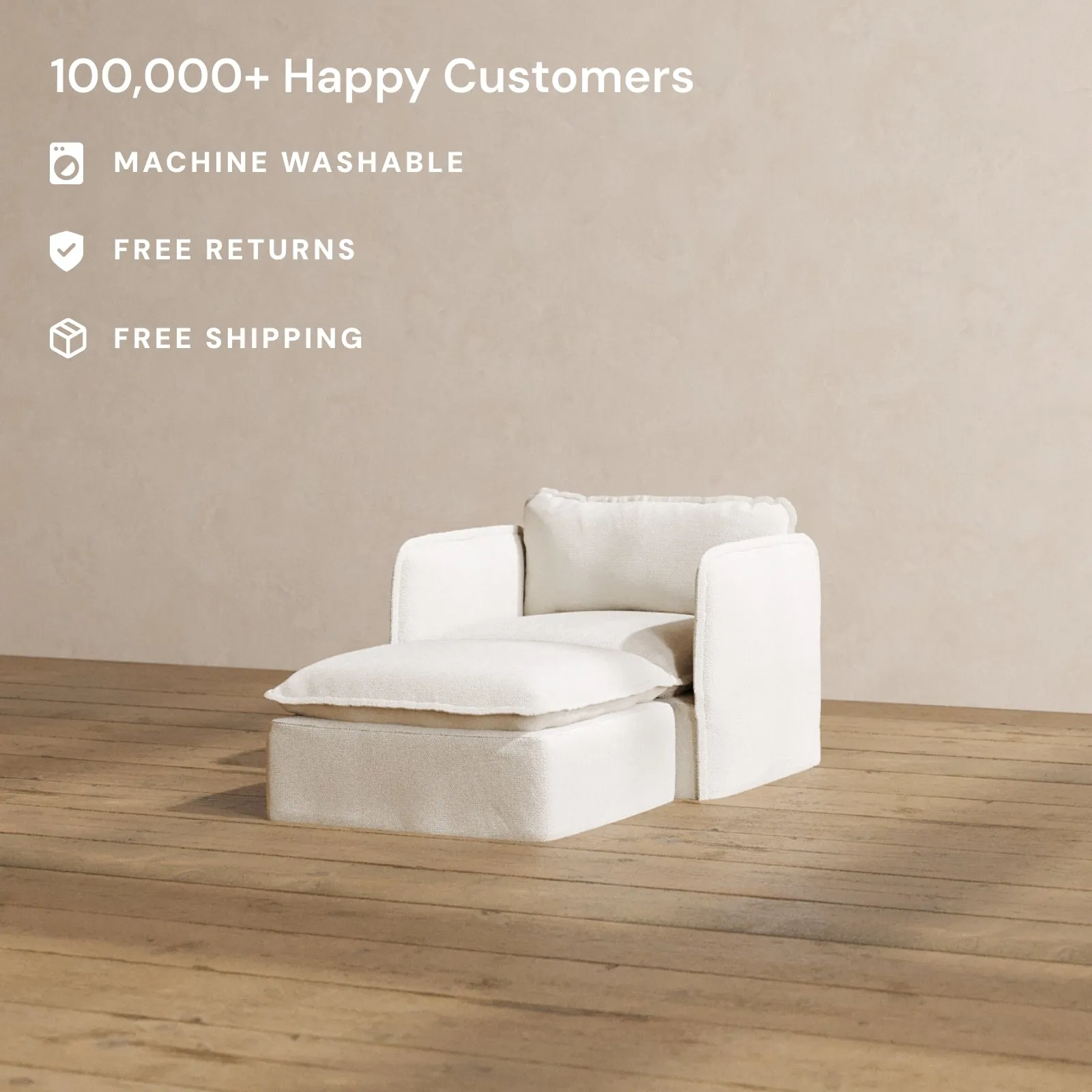 Modular Washable Chaise Armchair in Powder | Memorix  Seat | Contour Pillow