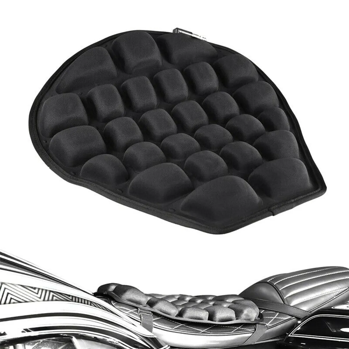 Motorcycle Air Seat Cushion Pressure Relief Ride Cover Black for Harley