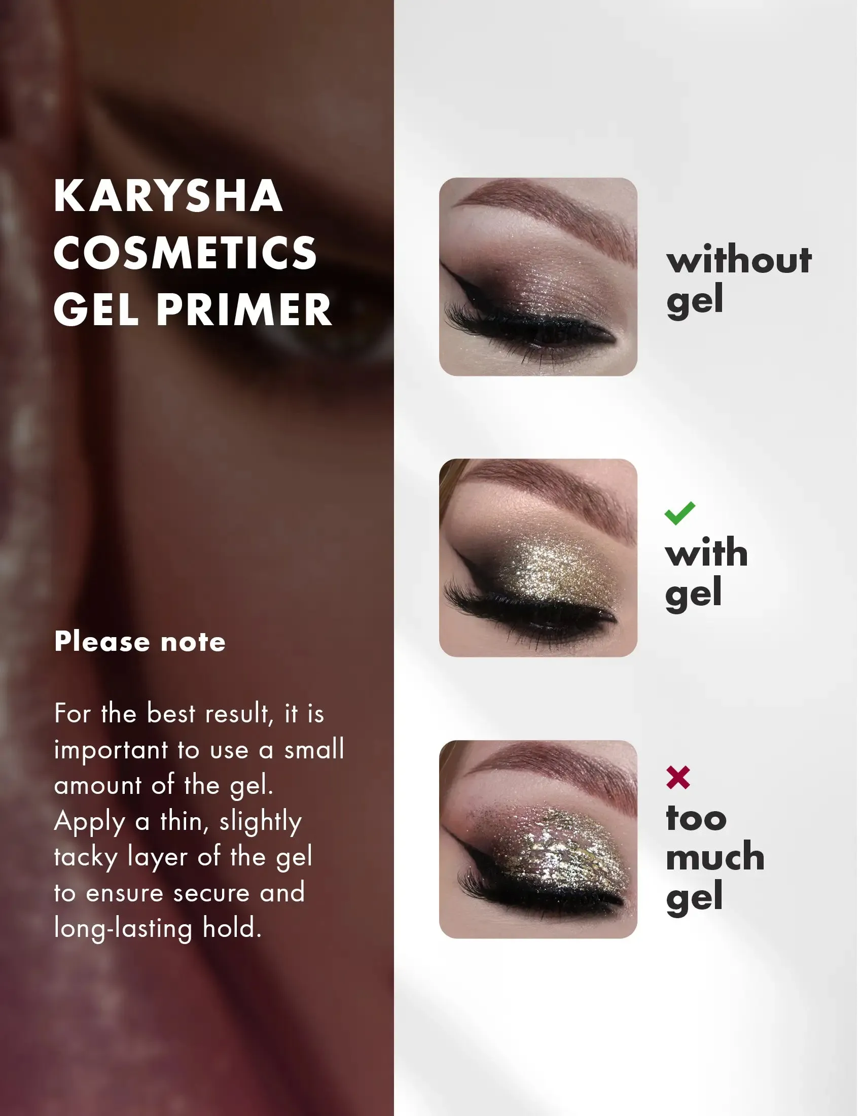 Must Have Combo Eyeshadow Glitter Shades #11, #19, #33 & Free Gel Primer