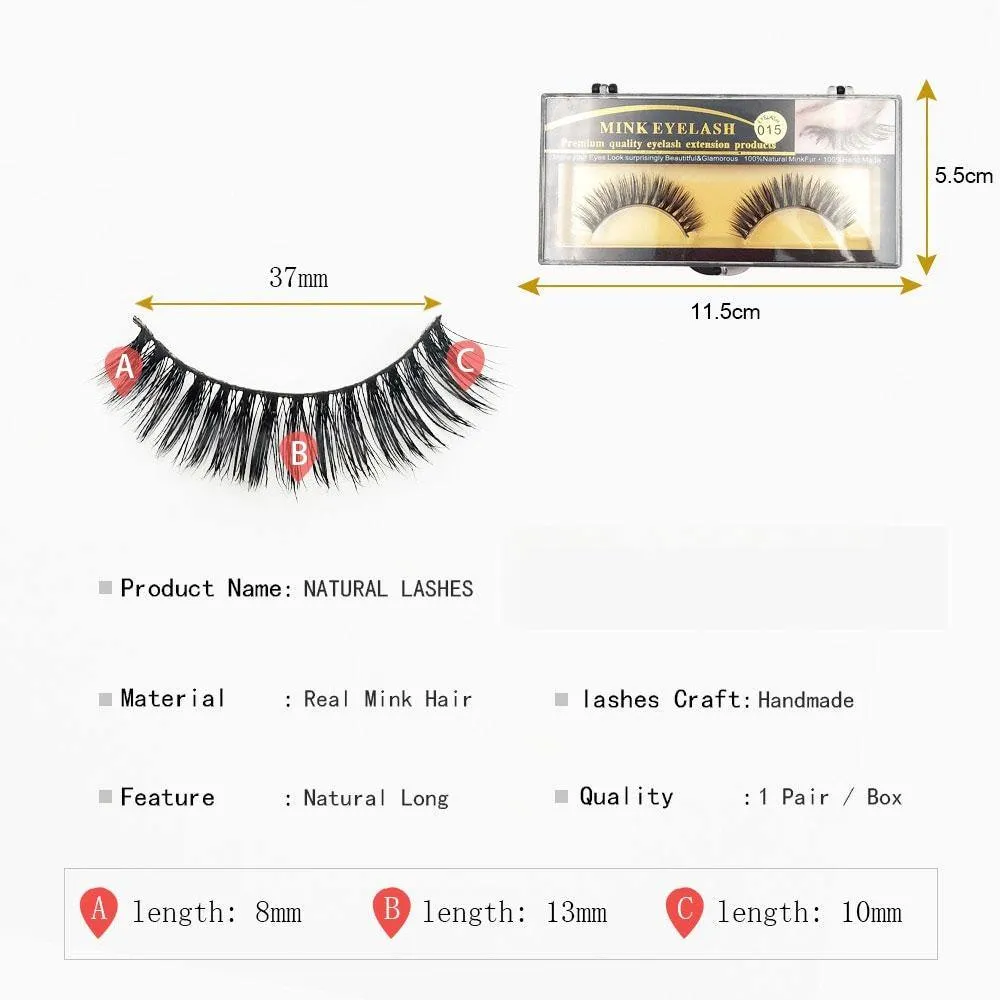 Natural Eyelashes 100%  Lightweight Mink Eyelashes Wispy / Volume Lashes