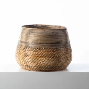 Natural Woven Wicker Lined Floor Planter Basket