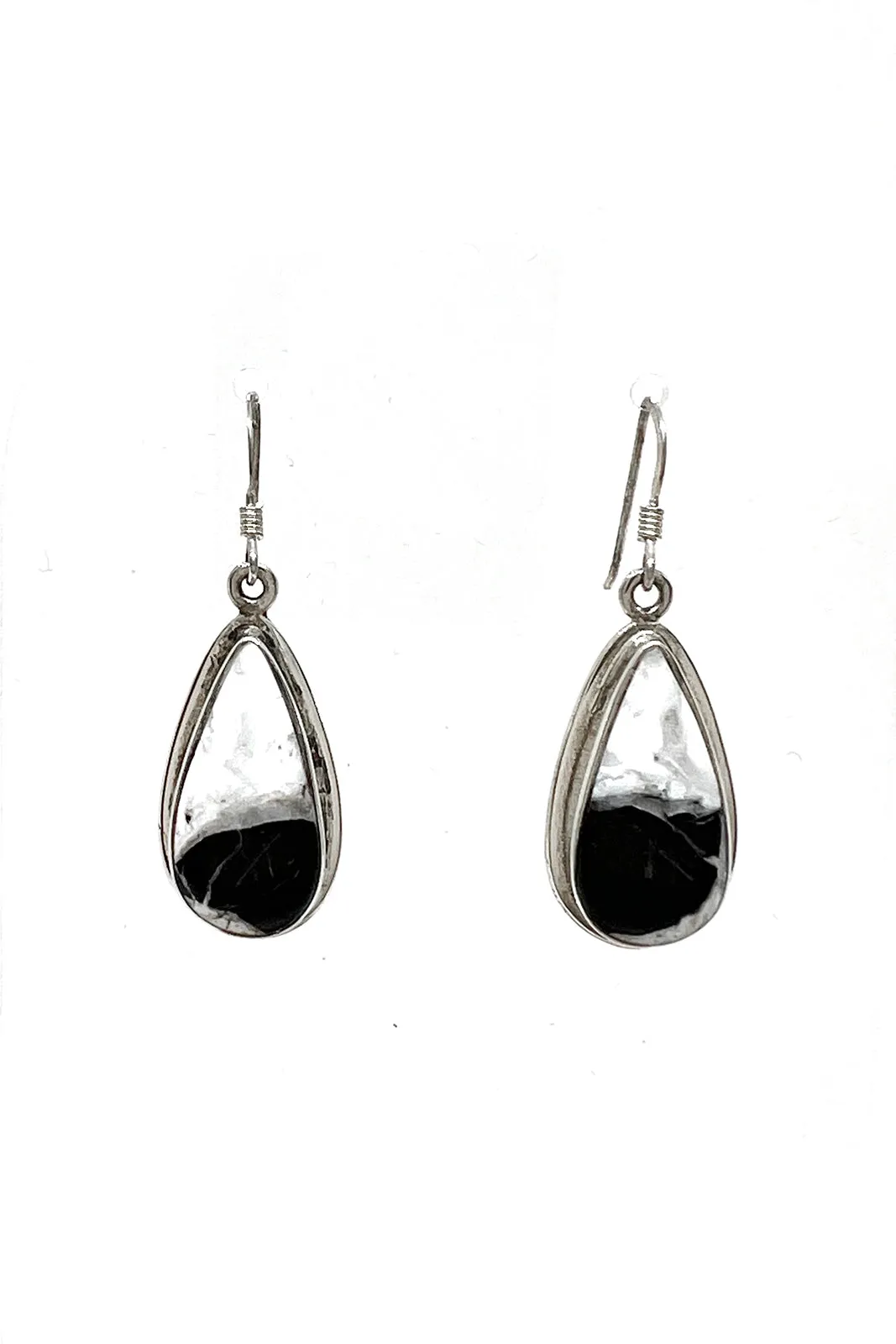Navajo White Buffalo Teardrop Earrings by John King