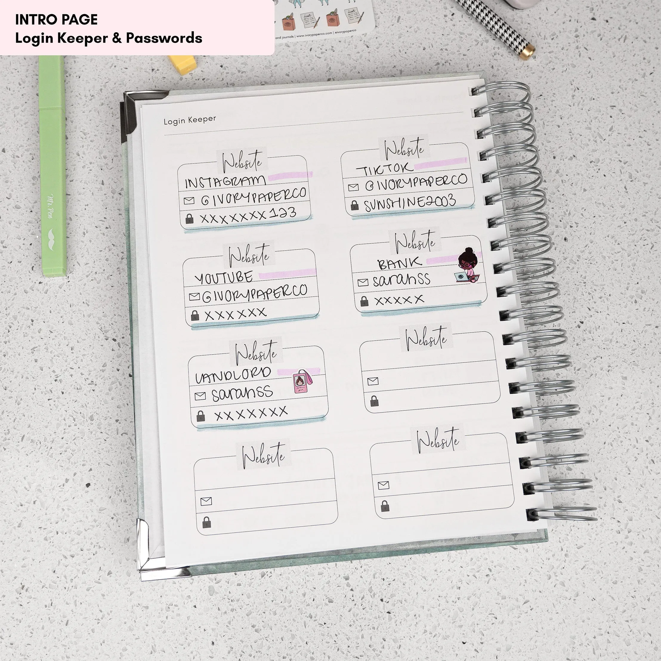 Navy Marble | All-In-One Planner (Daily, Weekly & Monthly)