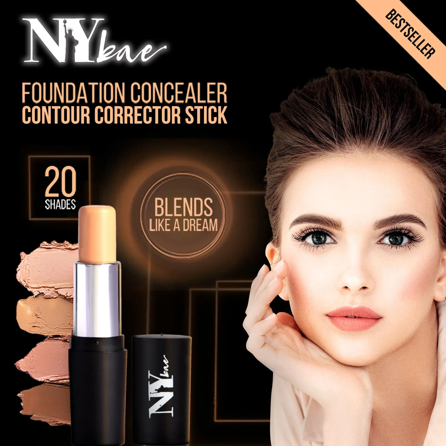 NY Bae All In One Stick| Foundation, Concealer, Contour, Colour Corrector| For Fair Skin| Flawless Texture|Long Island Bisque- T 19