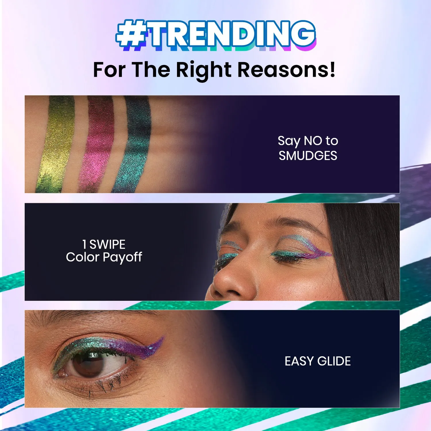 NY Bae Holographic Eyeliner - Aquamarine 01 | Kajal | Waterproof Eyeliner | Long Lasting | Eyeshadow | Pen Eyeliner | Purple Blue Eyeliner | Eye Makeup (0.25g)