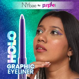 NY Bae Holographic Eyeliner - Aquamarine 01 | Kajal | Waterproof Eyeliner | Long Lasting | Eyeshadow | Pen Eyeliner | Purple Blue Eyeliner | Eye Makeup (0.25g)