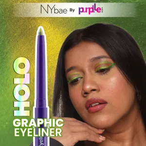 NY Bae Holographic Gel Eyeliner - Electric Lime 03 | Kajal | Waterproof Eyeliner | Long Lasting | Eyeshadow | Pen Eyeliner | Neon Green Blue Eyeliner | Eye Makep (0.25g)
