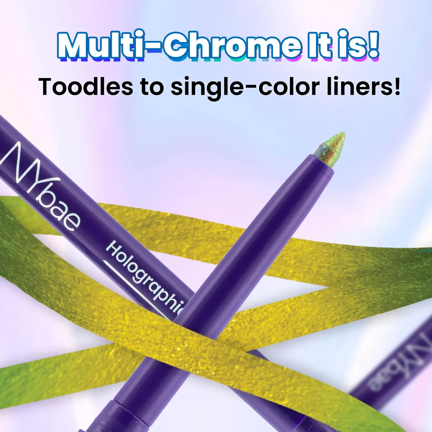 NY Bae Holographic Gel Eyeliner - Electric Lime 03 | Kajal | Waterproof Eyeliner | Long Lasting | Eyeshadow | Pen Eyeliner | Neon Green Blue Eyeliner | Eye Makep (0.25g)