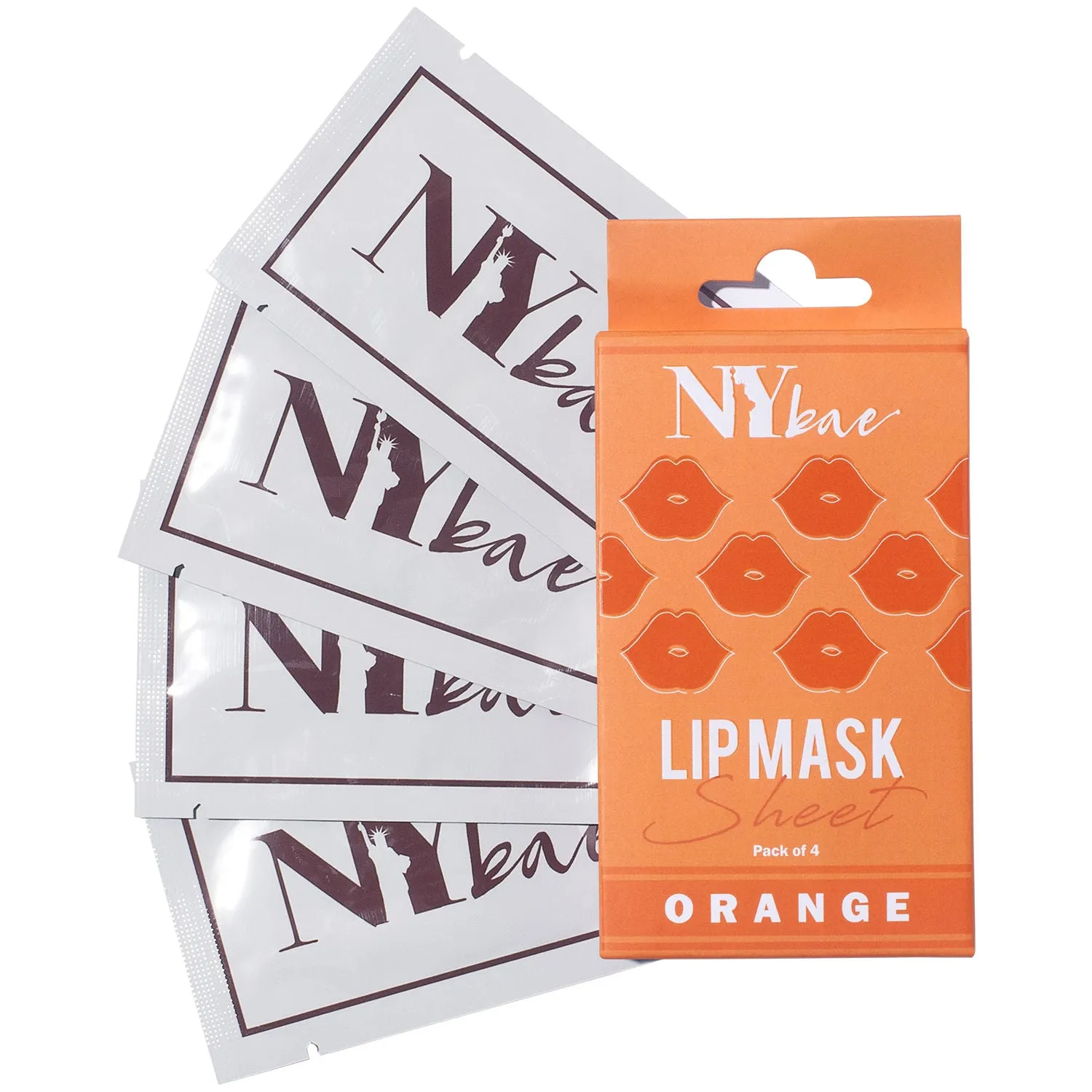 NY Bae Lip Mask Sheet - Pack Of 4 | De-Pigmentation | 95 % Natural Ingredients | Instant Hydration | Bio Cellulose Mask | Alcohol Free - Orange