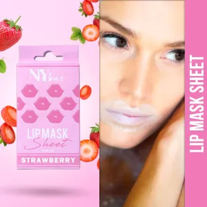 NY Bae Lip Mask Sheet - Pack Of 4 | Nourishes Chapped Lips | 95 % Natural Ingredients | Instant Hydration | Bio Cellulose Mask | Alcohol Free - Strawberry