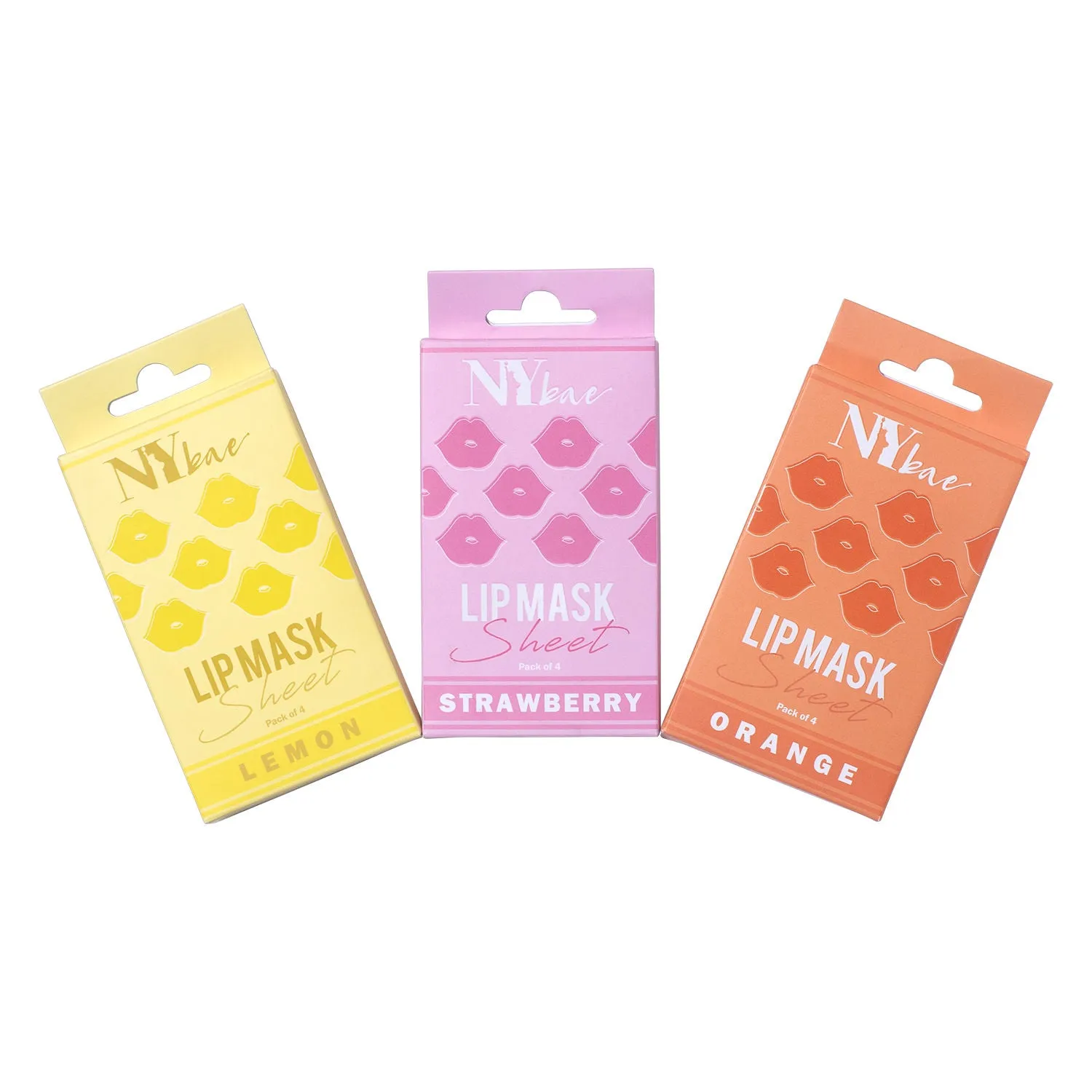 NY Bae Lip Mask Sheet - Pack Of 4 | Nourishes Chapped Lips | 95 % Natural Ingredients | Instant Hydration | Bio Cellulose Mask | Alcohol Free - Strawberry