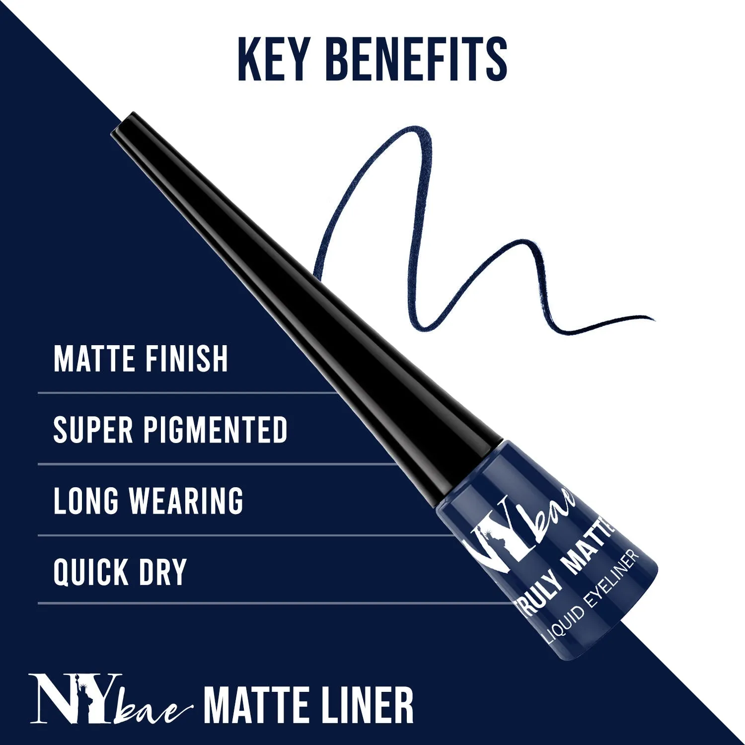 NY Bae Truly Matte Liquid Eyeliner - Brave Blue (4.5 ml) | Matte Finish | Super Pigmented | Long lasting | Quick Drying | Waterproof