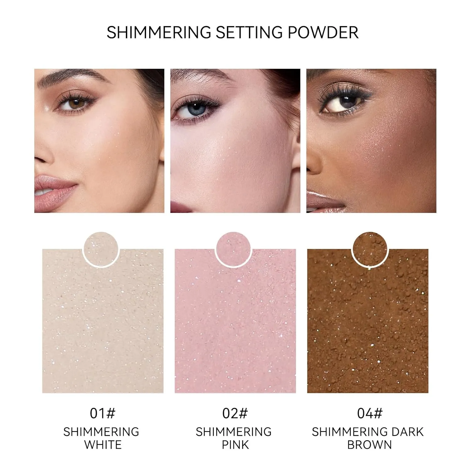 Oil Control Loose Powder, Translucent Setting Powder, Long-Lasting Shimmer, Lightweight Face Powder for Women, Polvo Traslcido Maquillaje (01#, 1pc)
