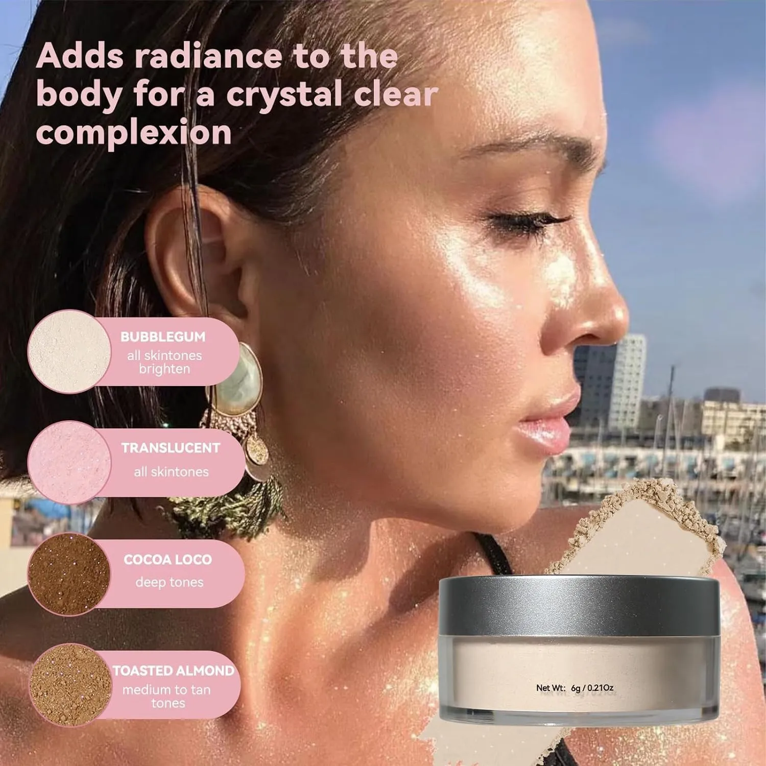 Oil Control Loose Powder, Translucent Setting Powder, Long-Lasting Shimmer, Lightweight Face Powder for Women, Polvo Traslcido Maquillaje (01#, 1pc)
