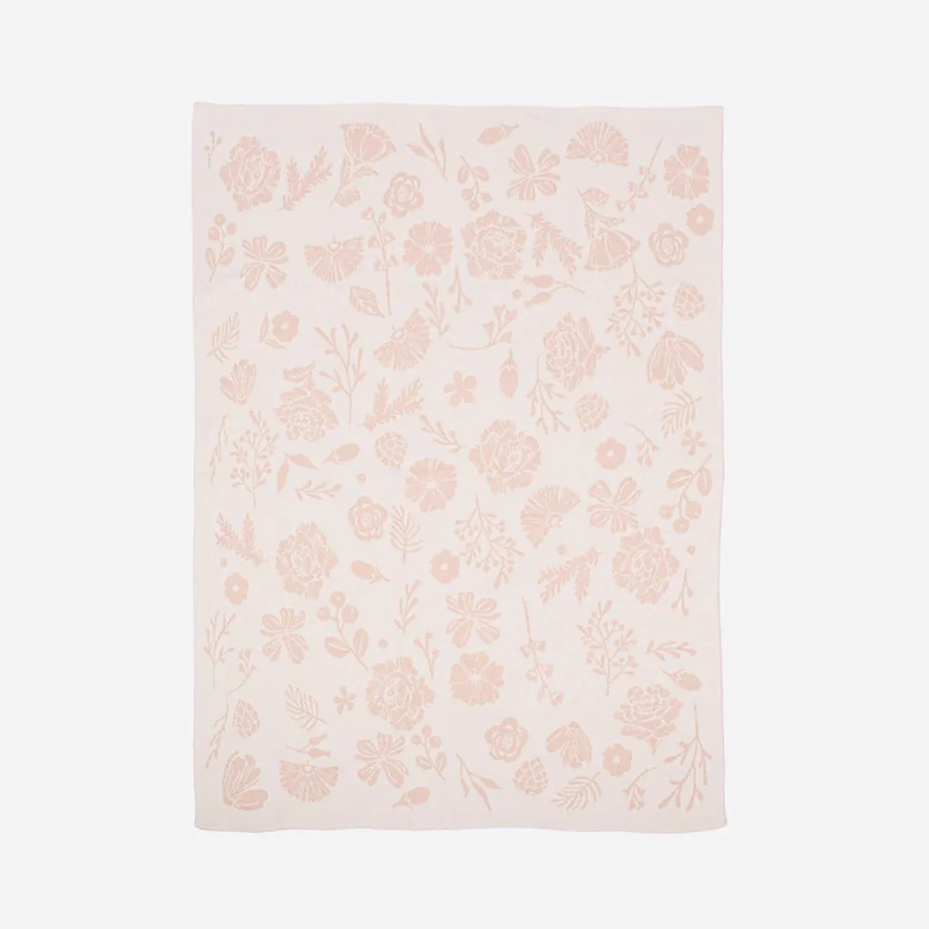 Organic Knit Cotton Blanket - Pink Floral by The Blueberry Hill