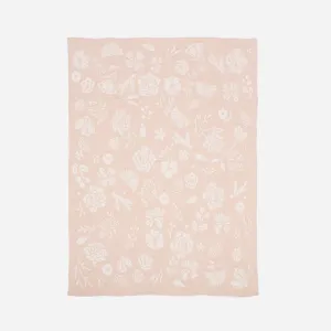 Organic Knit Cotton Blanket - Pink Floral by The Blueberry Hill