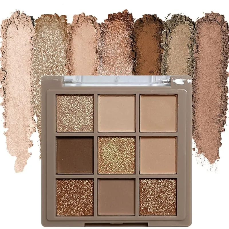 OWIIZI Eye-shadow palette- Rose Gold Dark Brown Eyeshadow Palette Colorful 9 Colors