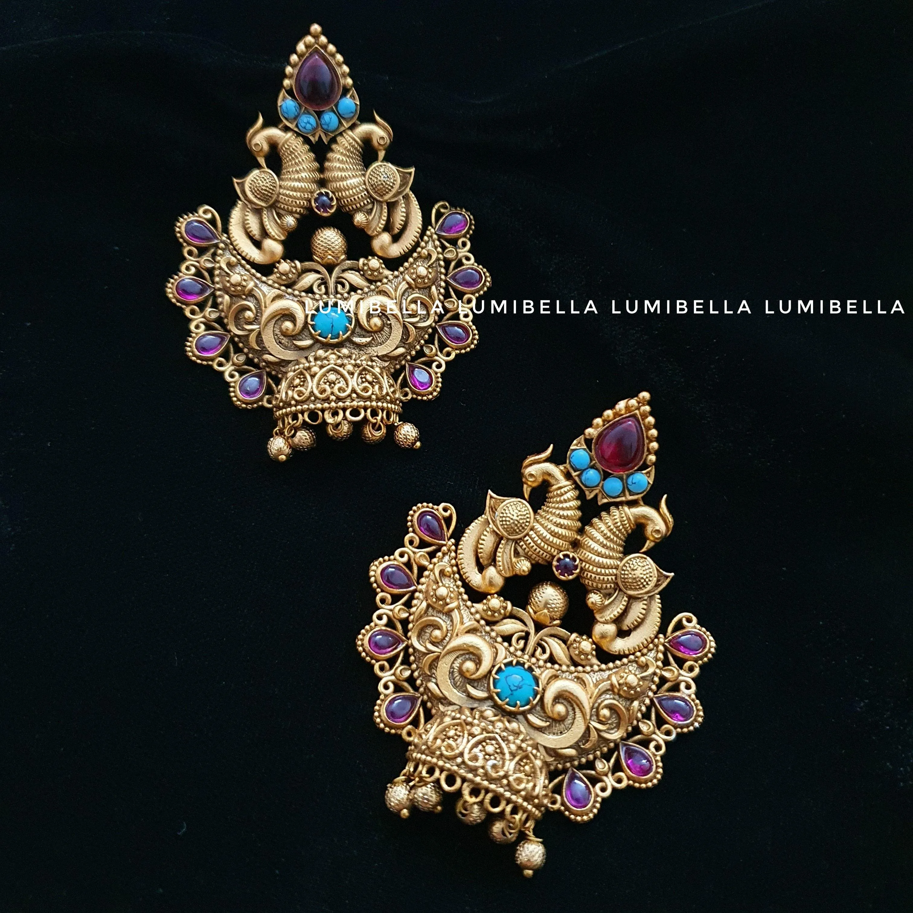 Peacock Style Matte Designer Earrings