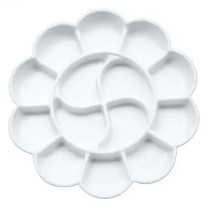 Plastic Colour Mixing Palette - Flower Shape - 14 Columns - 190mm Diameter