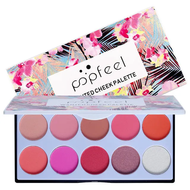 POPFEEL 10 Color Smokey Eye Makeup Eyeshadow Makeup Pallete Eye Shadow Nude Powder Glitter Face Blush Pallete Lasting Makeup Set