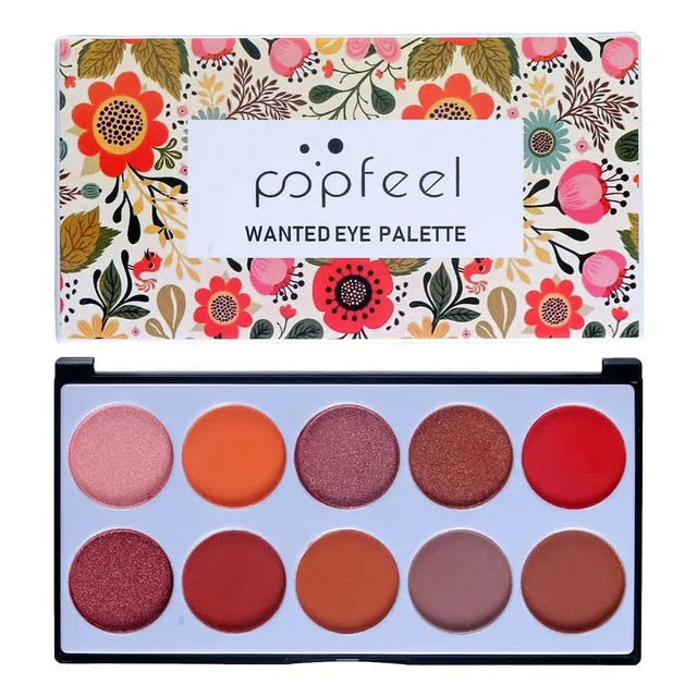 POPFEEL 10 Color Smokey Eye Makeup Eyeshadow Makeup Pallete Eye Shadow Nude Powder Glitter Face Blush Pallete Lasting Makeup Set