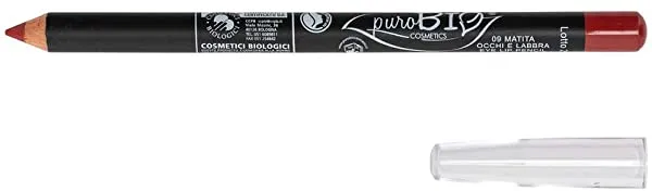 PuroBIO Certified Organic Highly-Pigmented and Long-Lasting Lipliner and Eyeliner no 09 POMPEIAN RED.Made with Sweet Almond Oil, Sesame Oil, Vitamin E. ORGANIC.NICKEL TESTED.MADE IN ITALY.
