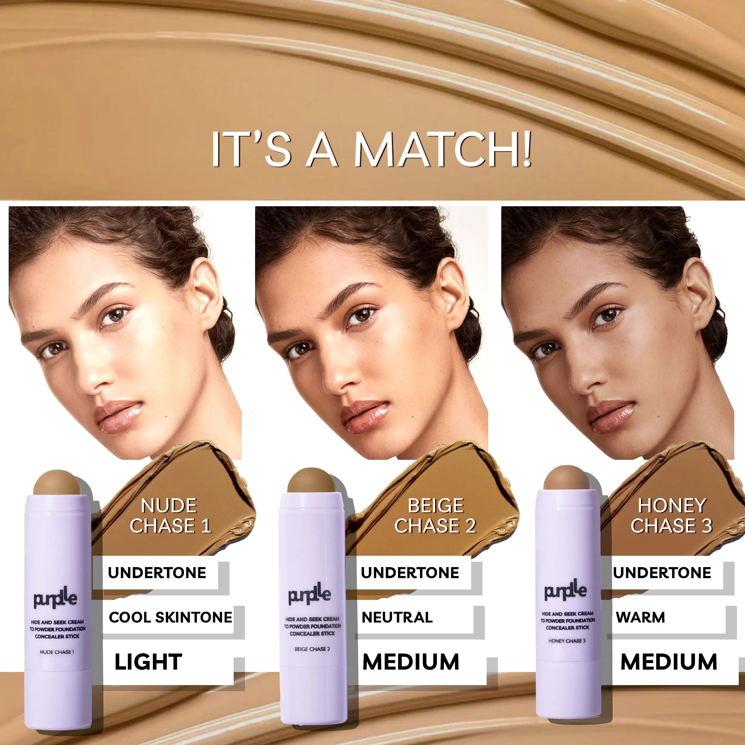 Purplle Hide and Seek Cream to Powder Foundation Concealer Stick Honey Chase 3