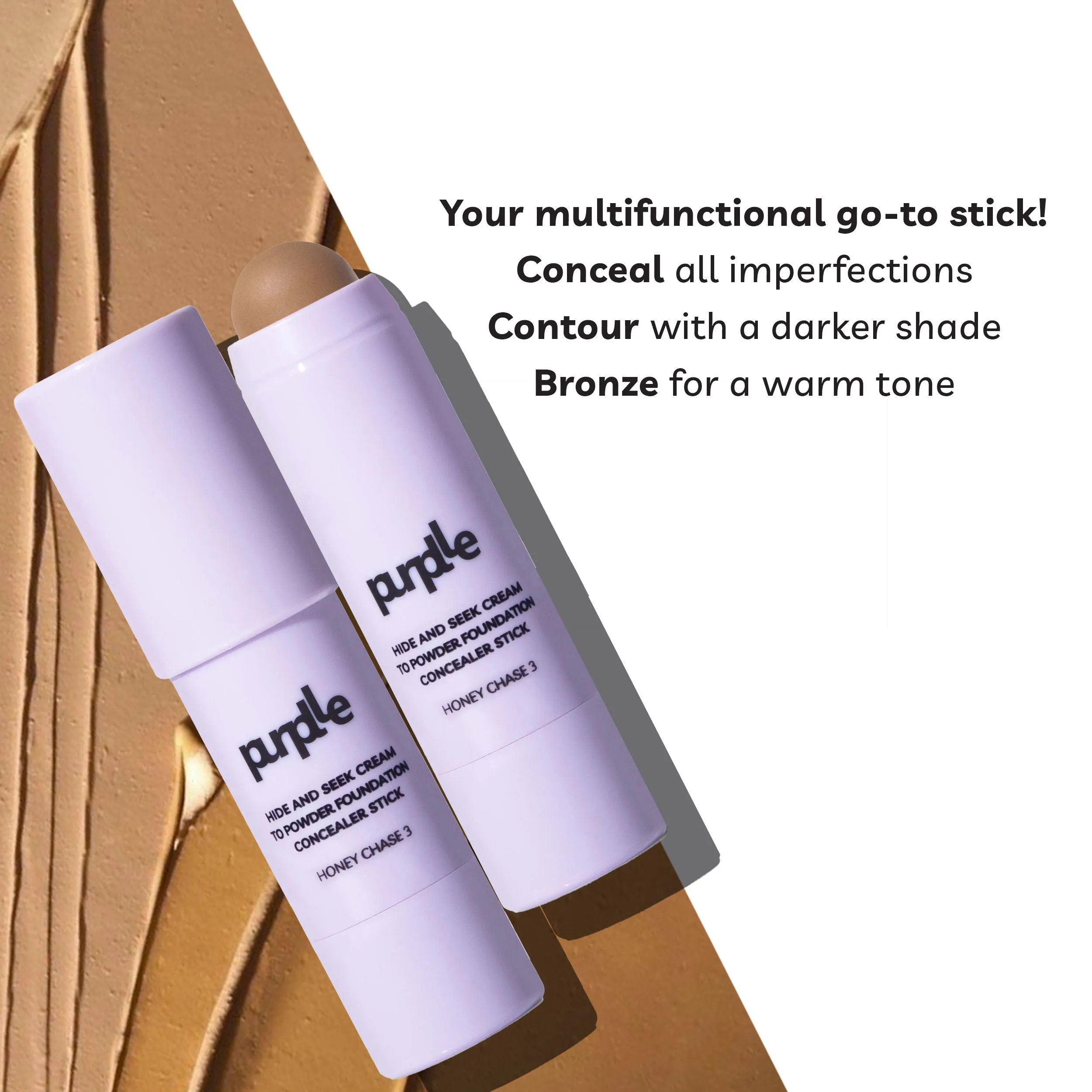 Purplle Hide and Seek Cream to Powder Foundation Concealer Stick Honey Chase 3
