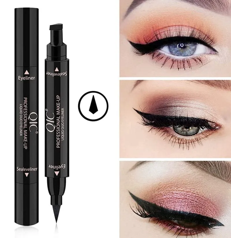 QIC Q614 Double Head Seal Black Eyeliner Long-lasting Waterproof Eye Liner S568311