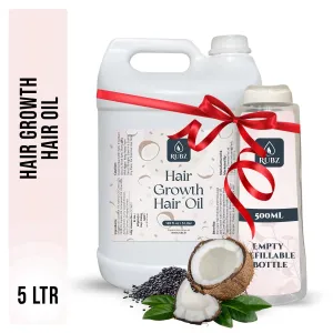 Rubz Hair Growth Oil | Enriched with Basil Extract & Curry Leaves Extract | Strengthen Hair & Promotes Hair Growth | 5 Litre
