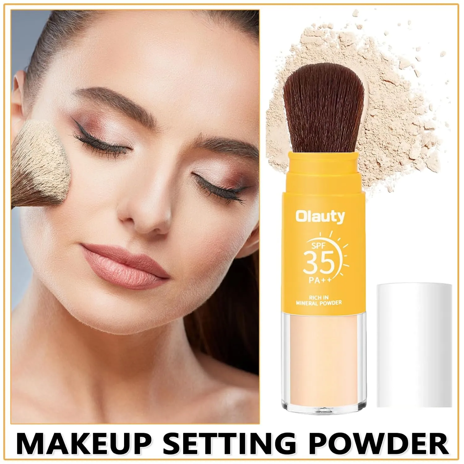 Setting Mineral Sunscreen Powder Mineral Brush Powder SPF 35 PA   Makeup Setting Powder for Face Oil Control Natural Matte Finish Light Breathable for All Skin