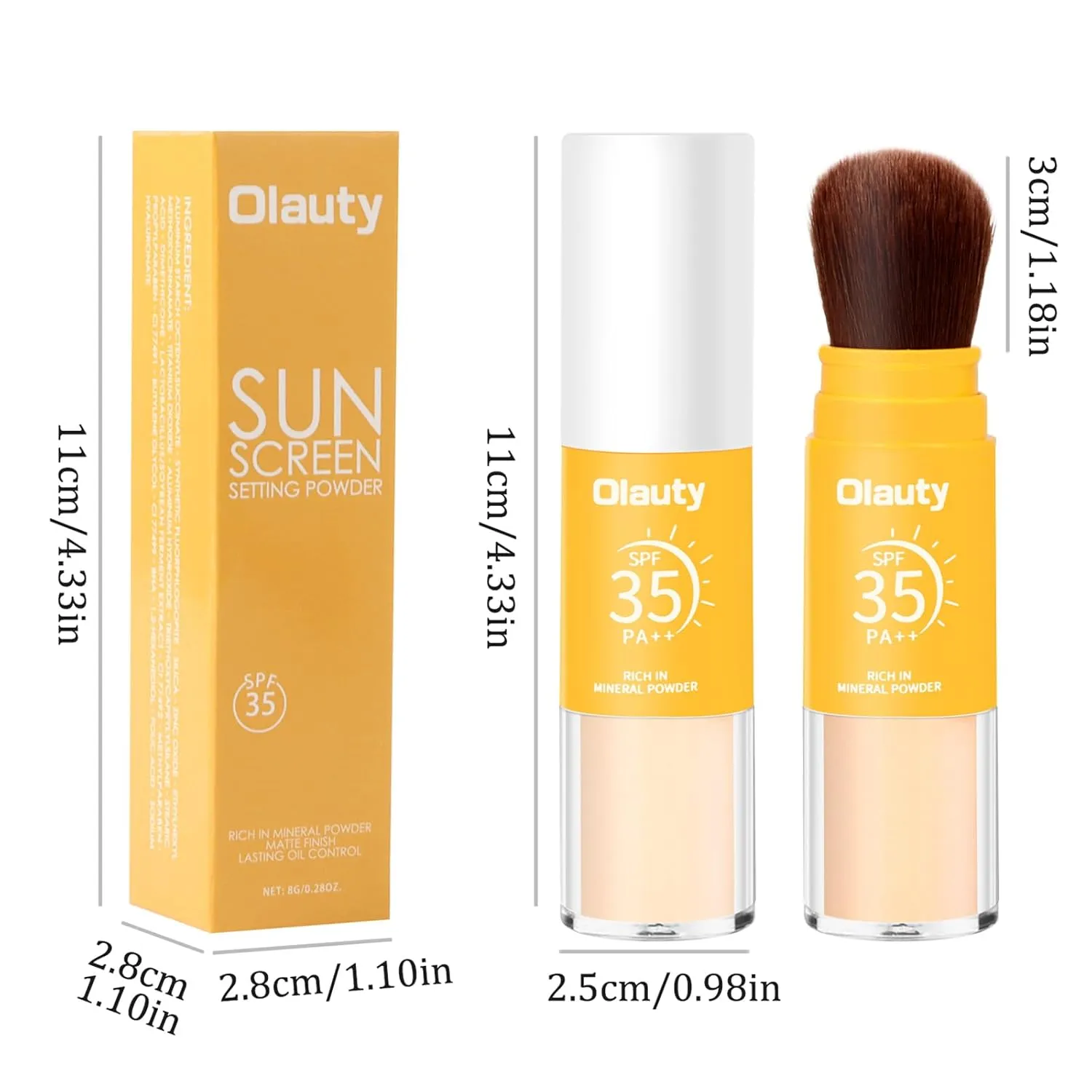 Setting Mineral Sunscreen Powder Mineral Brush Powder SPF 35 PA   Makeup Setting Powder for Face Oil Control Natural Matte Finish Light Breathable for All Skin