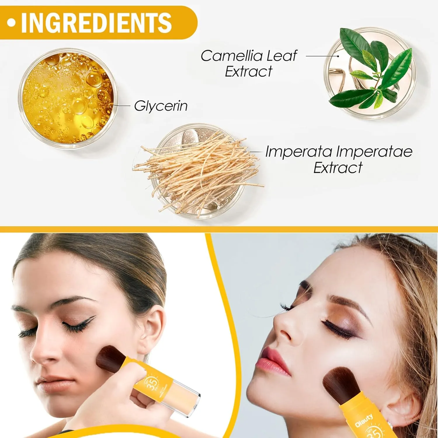 Setting Mineral Sunscreen Powder Mineral Brush Powder SPF 35 PA   Makeup Setting Powder for Face Oil Control Natural Matte Finish Light Breathable for All Skin