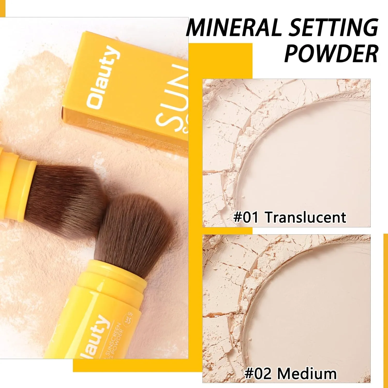 Setting Mineral Sunscreen Powder Mineral Brush Powder SPF 35 PA   Makeup Setting Powder for Face Oil Control Natural Matte Finish Light Breathable for All Skin