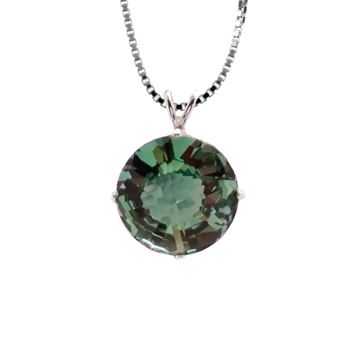 Siberian Green Quartz Radiant Heart Chain Pendant