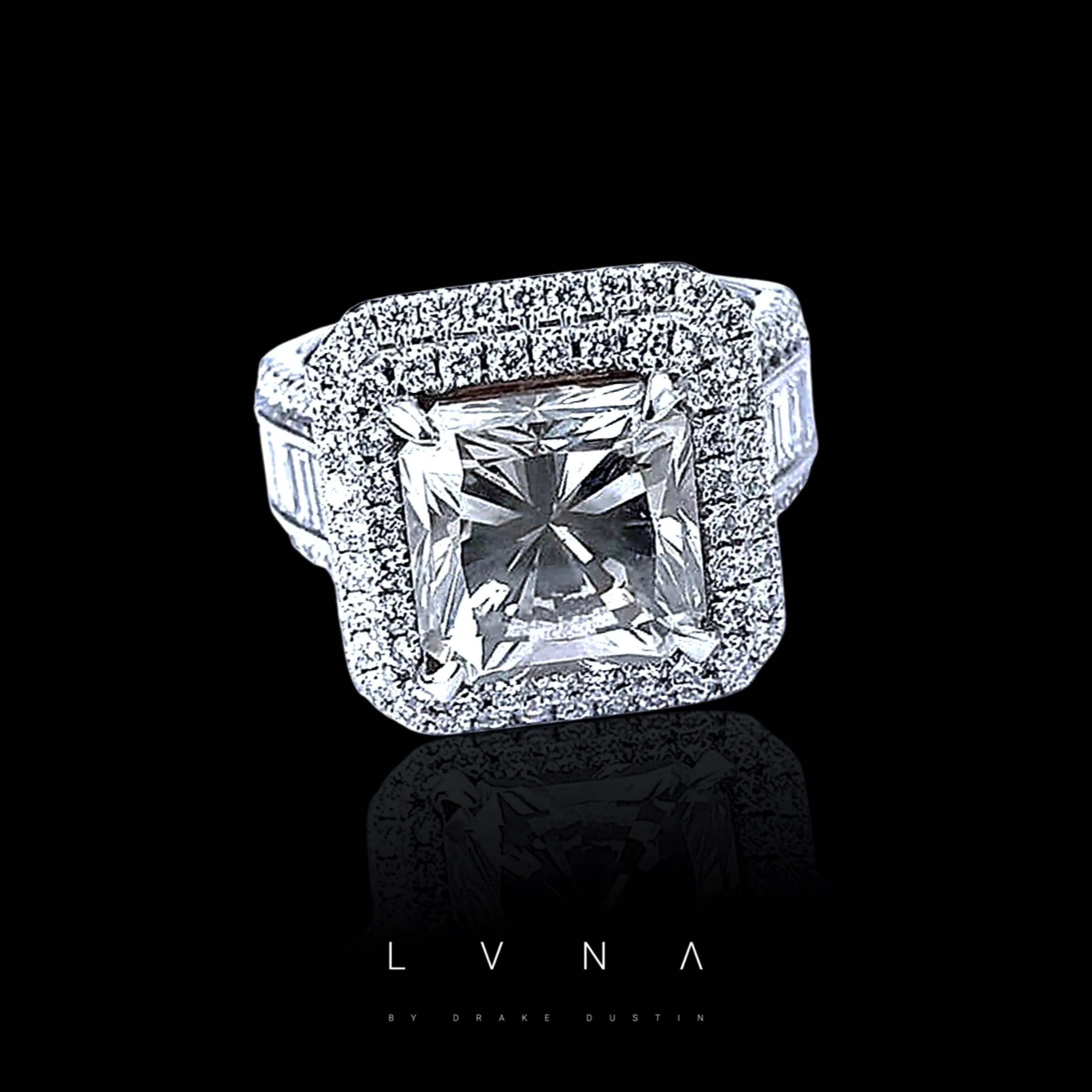 The Stolen LVNA Signatures | Archives 5.00ct Square Radiant Center Diamond Engagement Ring 18kt