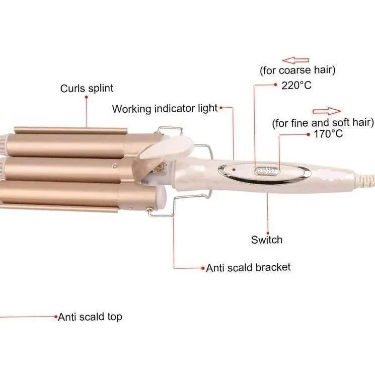 Three Barrel Ceramic Hair Curling Iron