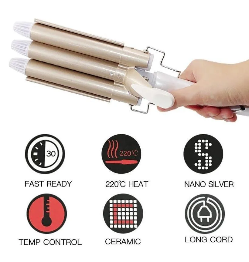 Three Barrel Ceramic Hair Curling Iron