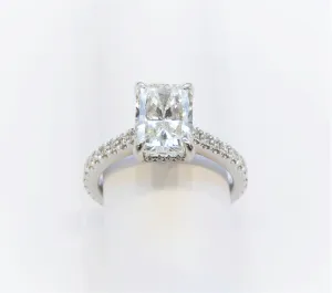 Touch of Gold Platinum 2.14ct Radiant Cut Hidden Halo Diamond Engagement Ring
