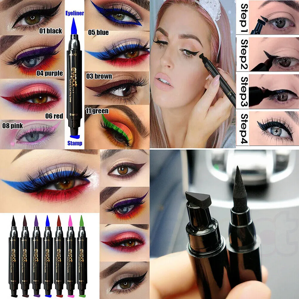 US Colorful Winged Eyeliner Stamp Waterproof Long Lasting Liquid Eye Pen Tool
