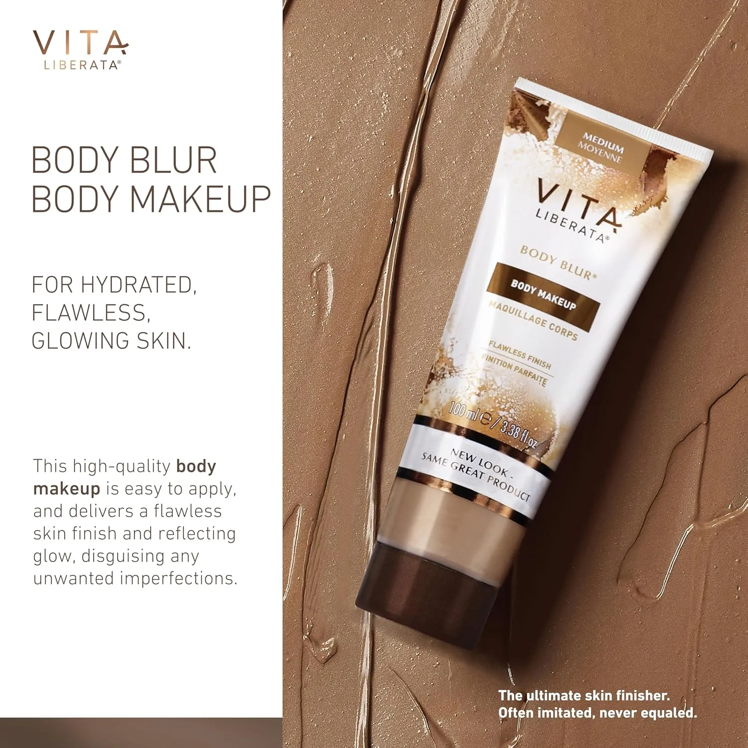 Vita Liberata Body Blur, Leg and Body Makeup. Skin Perfecting Body Foundation for Flawless Bronze, Easy Application, Radiant Glow, Evens Skin Tone, New Packaging