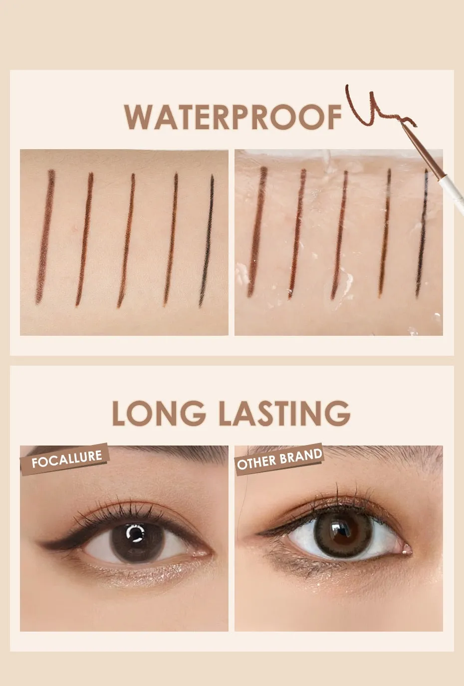 Waterproof Eyeliner Gel Ultra-slim 1.7mm Soft, High Pigment Professional