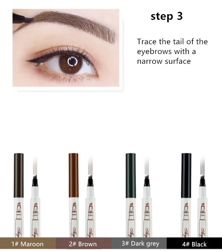 Waterproof Natural Eyebrow Pen Four-claw Eye Brow /Tint Makeup three Colors Eyebrow Pencil/ Brown Black Grey Brush Cosmetics