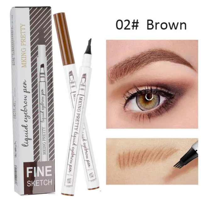 Waterproof Natural Eyebrow Pen Four-claw Eye Brow /Tint Makeup three Colors Eyebrow Pencil/ Brown Black Grey Brush Cosmetics
