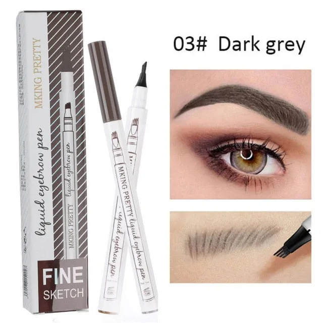 Waterproof Natural Eyebrow Pen Four-claw Eye Brow /Tint Makeup three Colors Eyebrow Pencil/ Brown Black Grey Brush Cosmetics