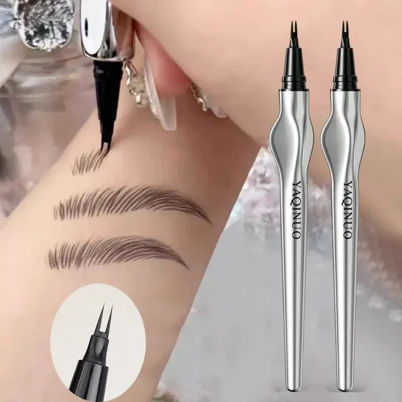Yeknu Ultra-fine Wild Eyebrow Pencil Long Lasting Easy To Grip Eyebrow Tattoo Waterproof Thin Liquid Lying Silkworm Brow Pen Makeup