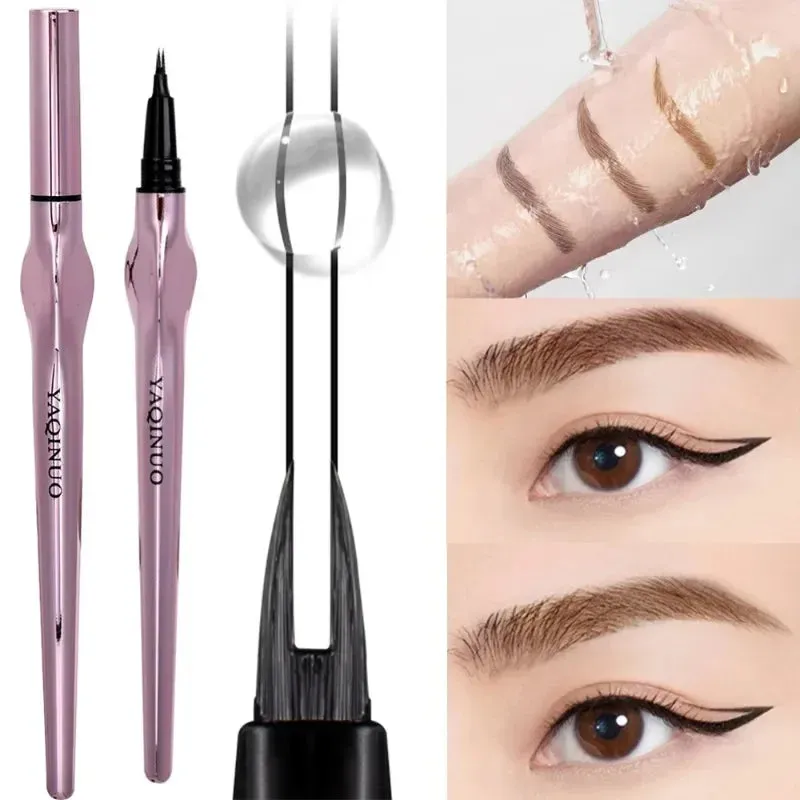 Yeknu Ultra-fine Wild Eyebrow Pencil Long Lasting Easy To Grip Eyebrow Tattoo Waterproof Thin Liquid Lying Silkworm Brow Pen Makeup