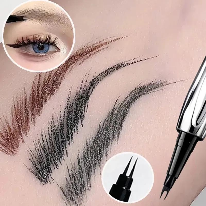 Yeknu Ultra-fine Wild Eyebrow Pencil Long Lasting Easy To Grip Eyebrow Tattoo Waterproof Thin Liquid Lying Silkworm Brow Pen Makeup