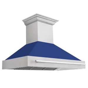 ZLINE 48" DuraSnow® Stainless Steel Range Hood with Blue Matte Shell (8654SNX-BM48)
